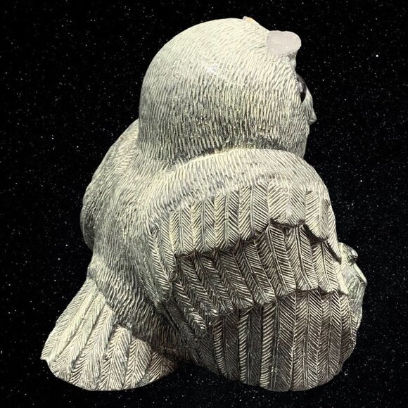 A Wolf Original Handmade Soapstone Baby Owl Family On Tree Sculpture 4.5”T 5”W - Picture 2 of 5